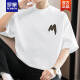 ROMON (ROMON) 260g American heavyweight T-shirt men's short-sleeved pure cotton round neck top summer trendy loose cotton half-sleeved T-shirt M09-694 brown L [120-140Jin [Jin equals 0.5 kg]]