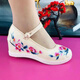 Sakura makeup old Beijing cloth shoes embroidered shoes square dance shoes inner height increasing women's shoes breathable mom shoes summer Hanfu high heels off-white 35