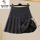 Woodpecker 2025 Autumn and Winter New Woolen Skirt Women's High Waist Slim College Style Pleated Skirt Thickened A-Line Short Dark Gray (Woolee Material) L