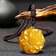 Beeswax water drop pendant natural necklace for men and women Pixiu sweater chain Wushi brand chicken oil yellow peace buckle pendant-lanyard style with certificate