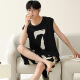 Modal 100% cotton vest pajamas men pure cotton summer sleeveless cool thin home clothes summer can be worn out suit (cotton) AM719 men L