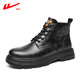 Huili Martin Boots Männer Herbst Britisch-Stil High-Top-Arbeitsstiefel Männer lässige Retro-Modehöhe-Verbesserung Herrenschuhe schwarz 44