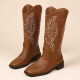 Fan Xiaoru Retro Western Cowboy-Stiefel Frauen er sui selbe bestickte Martin-Stiefel 2025 NEUE MIDE-TUBE Kurzstiefel Reisen Ritterstiefel Dunkelbraun 36 36