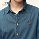 Teenie Weenie小熊男女同款休闲衬衫2025春季新款时尚水洗牛仔衬衣 蓝色 L