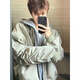 Qumile American high street vibe pilot coach jacket men's autumn and winter loose workwear shoulder pads baseball uniform jacket gray 2XL recommended 140-160Jin Jin equals 0.5 kg