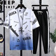 JEEP SPIRIT Summer Teen Short Sleeve T-shirt Men 2025 New Style Boys Fashion Handsome High School Junior High School Student Sports Set 683 Black (Single Short Sleeve) 2XL