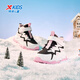 Xtep Children's Shoes Girls' Anti-Slip Cotton Shoes Winter Children's Mink Velvet Velcro Sneakers Black/Arctic Peach Pink 32