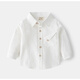 G.duck children's shirt boys' long-sleeved velvet autumn and winter new white boys' cotton shirt plus velvet style jacket white shirt 130 cm