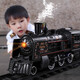Kinderspielzeug Electric Track Track Dampf Emu Puzzle Boy Retro Track Car Model Geburtstagsgeschenk Upgrade Klassischer Version Track Train - ausgestattet mit 3 Autos