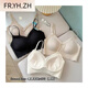 
FR.YH.ZH Maple Zhixin 6173 latex thick cup small breasts gathered to show a large and beautiful back strapless female lace V-neck suspender vest light apricot color equal size
