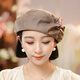 Buta heavyweight silk mulberry silk to cover white hair beret travel travel style retro photo shoot bud fashionable and versatile milk tea color