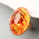 Chengyuanxiang CREORISETIN natural flower amber ring, raw stone, beeswax amber two-color ring, sterling silver inlay, live female best friend's birth year gift, flower amber ring