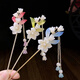 Clan ancient bell orchid tassel hairpin for women summer cheongsam and Hanfu hairpin new Chinese style step rocking hairpin headdress winding wooden hairpin blue 5004 B01-101