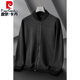 皮尔卡丹（pierre cardin）棒球领开衫拉链毛线衣男士春秋季中老年薄款休闲上衣胖子针织外套 深灰色 XL