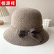 Hengyuanxiang Wool Hat Women's Winter Woolen Fisherman Hat Mom Fashionable Top Hat Middle-aged and Elderly Grandma Warm Basin Hat Dark Gray Adjustable