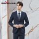 Qi Brand Wool Suit Men's 2025 Autumn New Business Formal Wear Men's Groom Wedding Dress Suit Two-piece Set Dark Gray Contains Wool 46 B (170/92B)