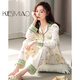 KESIMIAO light luxury brand pure cotton long-sleeved pajamas for women in spring and autumn style new products for women thin home clothing set 14099 apricot gray L (165): Suitable for 100-120 Jin [Jin equals 0.5 kg] wearing
