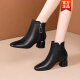 Cartelo High Heel Boots Winter Kurzstiefel Frauen Frühlings- und Herbst -Single -Stiefel Lederstiefel 2023 Neue echte Leder -Frauenschuhe runden Zehen Dicke Ferse Martin Stiefel Khaki Farbliste 36