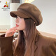 Scarecrow Hat Women's Autumn and Winter New Octagonal Hat Korean Version Versatile Simple Solid Color Japanese Fashion Trendy Peaked Hat Black 76696 One Size