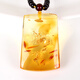 Yuzhi 1 object 1 certificate 1 shot natural flower amber Ping An Wu Shi brand pendant amber pendant collection of orphans 7.97 grams G511 collection of orphans 38.6*26*11 mm