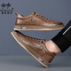 Henipolo sports shoes for men new style cowhide leather men's trendy sneakers for men all-match business casual shoes non-slip low-top men's shoes brown 43 (265mm) leather shoe size