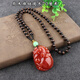 DL 1998 Fat Donglai same style blood amber beeswax water drop amber red men and women old beeswax pendant autumn and winter sweater chain accessories Wushi brand (shell style) wooden beads