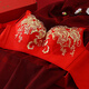 Catman Big Red Zodiac Year Unterwäsche Frauen kleine Brüste ohne Stahlringe Jahr der Schlange verheiratete Braut sexy BH Set 6624 Hongyun Geschenkbox Set 80B /36