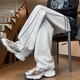 Poum American Sports Pants Men's Men's Summer Fashion Brand Sweat à sweat droit en vrac Pantalon à jambes larges CK328 White Flower Gray XL