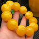 Fat Donglai quality beeswax bracelets chicken oil yellow floating flowers for old boys and girls round beads amber bracelet transfer decoration 16mm diameter floating flower bracelets for men