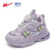 Warrior children's cotton shoes girls princess style plus fleece shoes winter warm running shoes for middle and older children WZ-C223L Purple 31