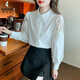 Woodpecker embroidered cotton shirt for women in spring 2024 new fashionable embroidered age-reducing shirt loose and versatile long-sleeved top CY9227 White M [Suggested 96-110Jin [Jin equals 0.5 kg]]