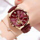 Swiss Certified Watch Women's Totalmente automático Mecánico Reloj luminoso impermeable y los mejores relojes famosos de las mujeres ultradelgadas Versión mejorada L9918 Modelo de cinturón rojo de rosa + pulsera de regalo