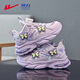 Warrior children's cotton shoes girls princess style plus fleece shoes winter warm running shoes for middle and older children WZ-C223L Purple 31