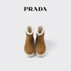 PRADA/Prada Gift Women's Metal Logo Decorated Suede Calf Leather Booties Boots Cinnamon 36