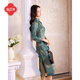 E.Beauty Luoran 2025 Autumn New Thick Knitted Jacquard New Chinese Style Elegant Literary Cheongsam for Women Blue Green M