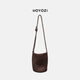 HOYOZI first-layer cowhide hand-woven bag women's summer shoulder crossbody bucket bag coffee color pre-sale first-order first-layer cowhide, purely hand-woven