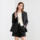 Betu women's autumn new suit lapel fashionable versatile silhouette suit jacket 2408T59 charcoal gray S