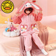 G.DUCKKIDS2024 Autumn and Winter Children's One-piece Pajamas Coral Velvet Hooded Cartoon Girls' Sleeping Bags for Big Children and Girls Home Clothes KYM One-piece Velvet-226 Egg Boy One Size 12