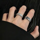 Qi Xiaomi dark style starburst ring men's open single ring niche index finger ring cool style high-end student tail ring two-piece set with adjustable opening