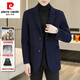 皮尔卡丹（pierre cardin）[鹅绒内胆]100%羊毛双面呢男士毛呢大衣呢子外套男短款秋季冬款 黑色【9131鹅绒内胆-100羊毛】 170/84A [M-120斤以内]