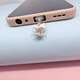 Laiji white and black glass drill mobile phone charging port headphone hole dust plug jewelry pendant head plug couple black bow glass drill [charging plug] Type-C flat round interface (send anti-loss rope)