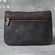 
Jiemou top layer cowhide mini card bag small cow bag men and women retro handmade genuine leather driver's license key bag z1c brown yellow (specially larger version)