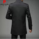 皮尔卡丹（pierre cardin）品牌风衣男士中青年秋季新款外套中长款风衣小西装领夹克爸爸上衣 黑色薄款 175/L 110-130斤
