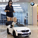 Haolaixi BMW children's electric car four-wheel car remote control toy car can sit and stand adults and children with swing baby stroller, top with blue + adult standing plate + remote control swing + soft wheel leather seat + push rod + Bluetooth