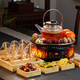 Gaoming (gaoming) 2025 new model of simulated fireworks around the stove tea making set full set of high-end atmospheric electric ceramic stove making tea kettle with grilling net set plain shadow pot + campfire stove