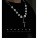 Chow Tai Sang Necklace Men's Design Niche Pearl Men's Cross Pendant Men's Style Men's Trendy Brand Accessories