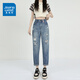 Jeanswest Retro Harem Jeans für Frauen im Frühling und Sommer Neue High-T-T-T-Higm-T-Tarif Lose Slim Small 9-Punkte-Karottendaddad Hose Retro Blue Neun-Punkte reguläre XL