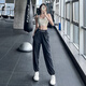 LULU CENTURY Pilates training yoga sweatpants for women summer thin quick-drying breathable loose running naked fitness pants for women black M