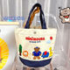 Qindu Miki Canvas Bag Cartoon Brief Handtasche Bento Bag Mama Bag Baby Bag Canvas Handtasche Mutter und Babytasche Stoffbeutel gelber Eimer Tasche