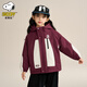 Snoopy (SNOOPY) children's clothing children's fleece jacket boys and girls hooded autumn and winter warm outdoor clothing top dark red 140